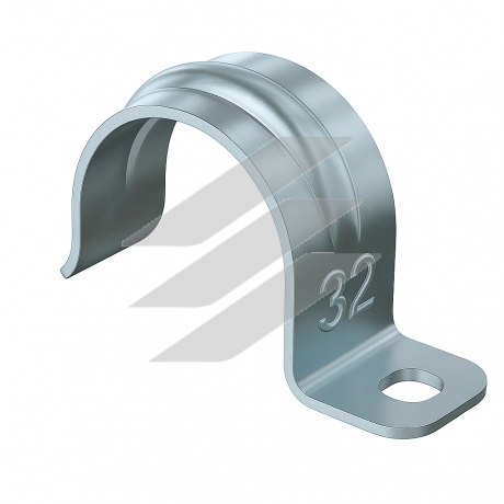 Скоба однолапкова для кріплення труб та металорукава ø32мм, Stilma